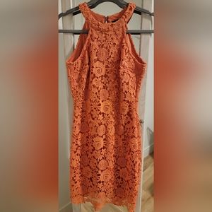 Lulus Love Poem Coral Orange Lace Mini Dress / Size S